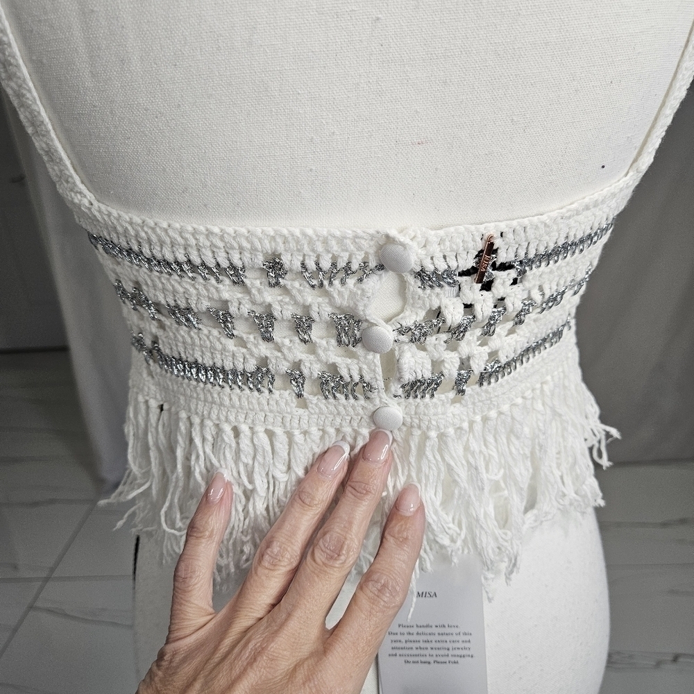 NWT✨️Misa Fringe Crochet Top Size Medium - Picture 12 of 14